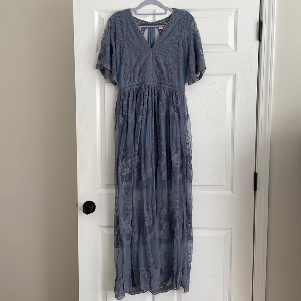 Altard State Marionette Dusty Blue Maxi Dress Medium